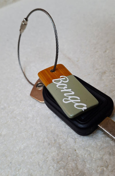 Bamboo key fob with steel key chain