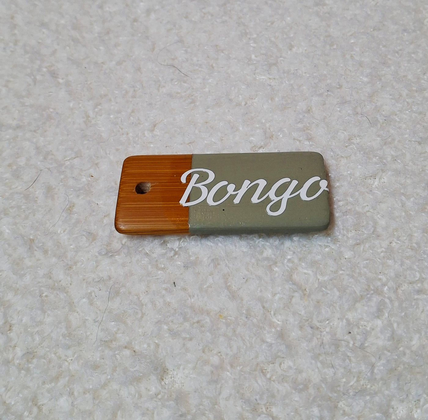 Bamboo key fob with steel key chain