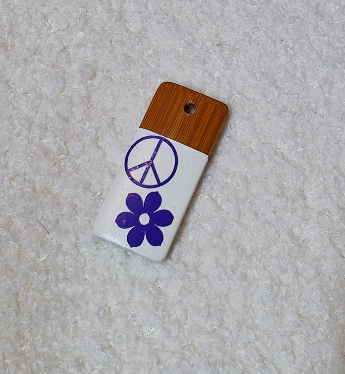 Bamboo key fob and steel key chain