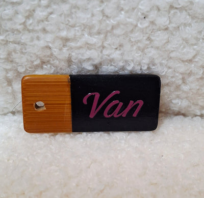 Bamboo key fob with steel key chain