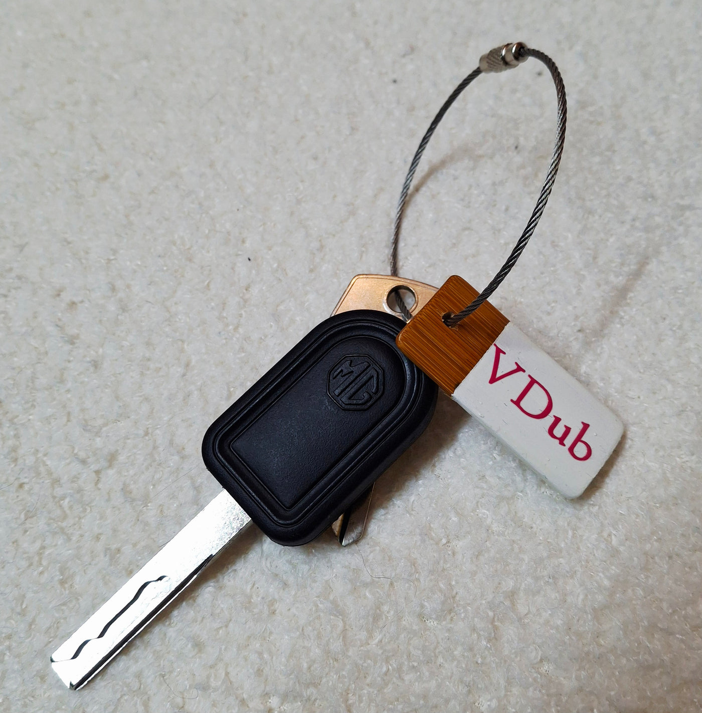 Bamboo key fob with steel key chain