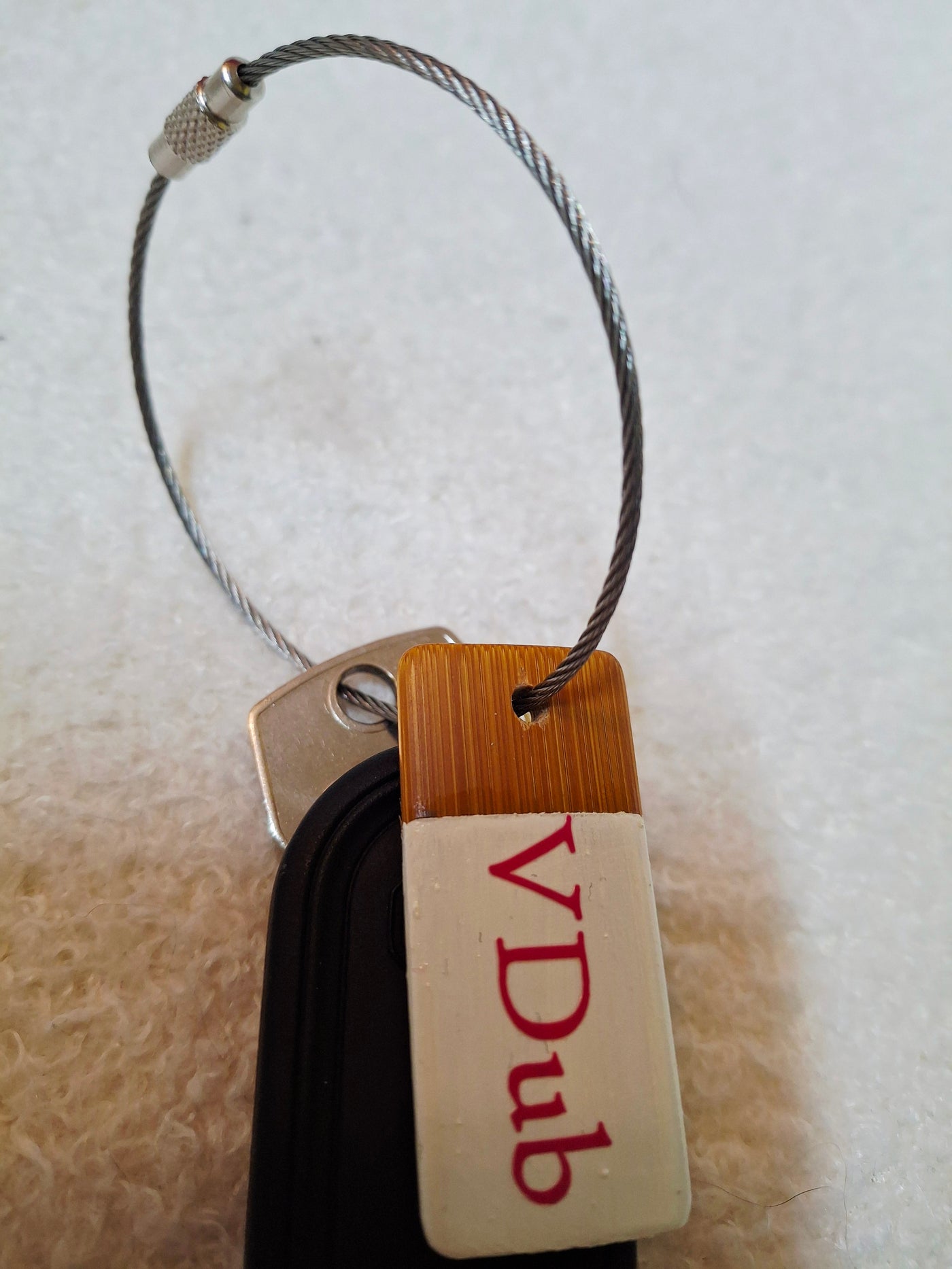 Bamboo key fob with steel key chain