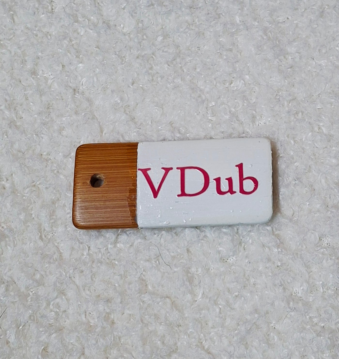 Bamboo key fob with steel key chain