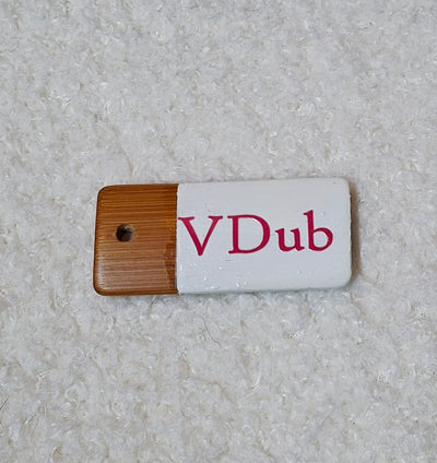 Bamboo key fob with steel key chain