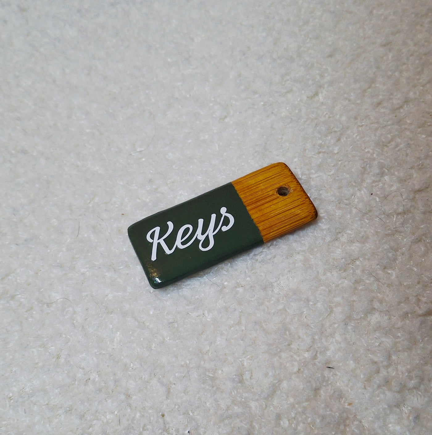 Bamboo key fob with steel key chain