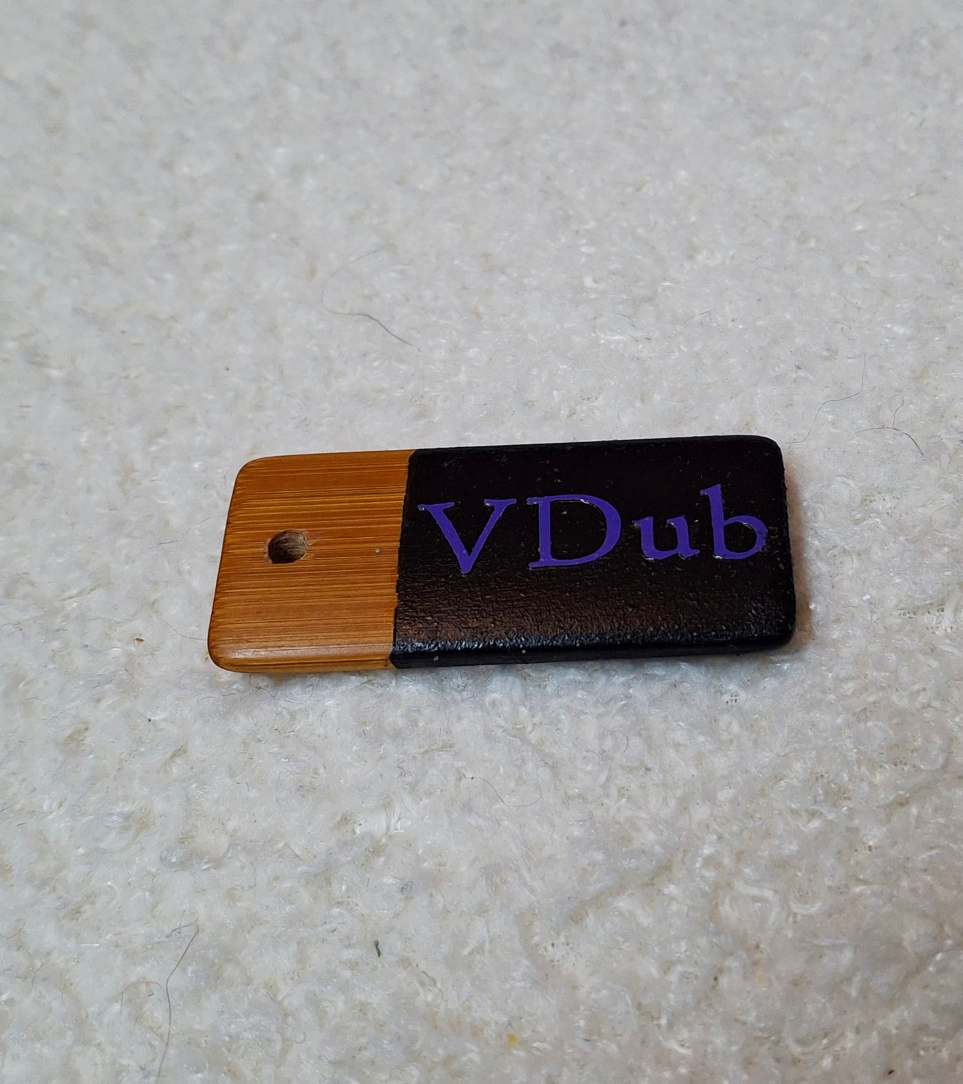 Bamboo key fob with steel key chain