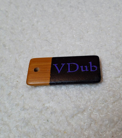 Bamboo key fob with steel key chain