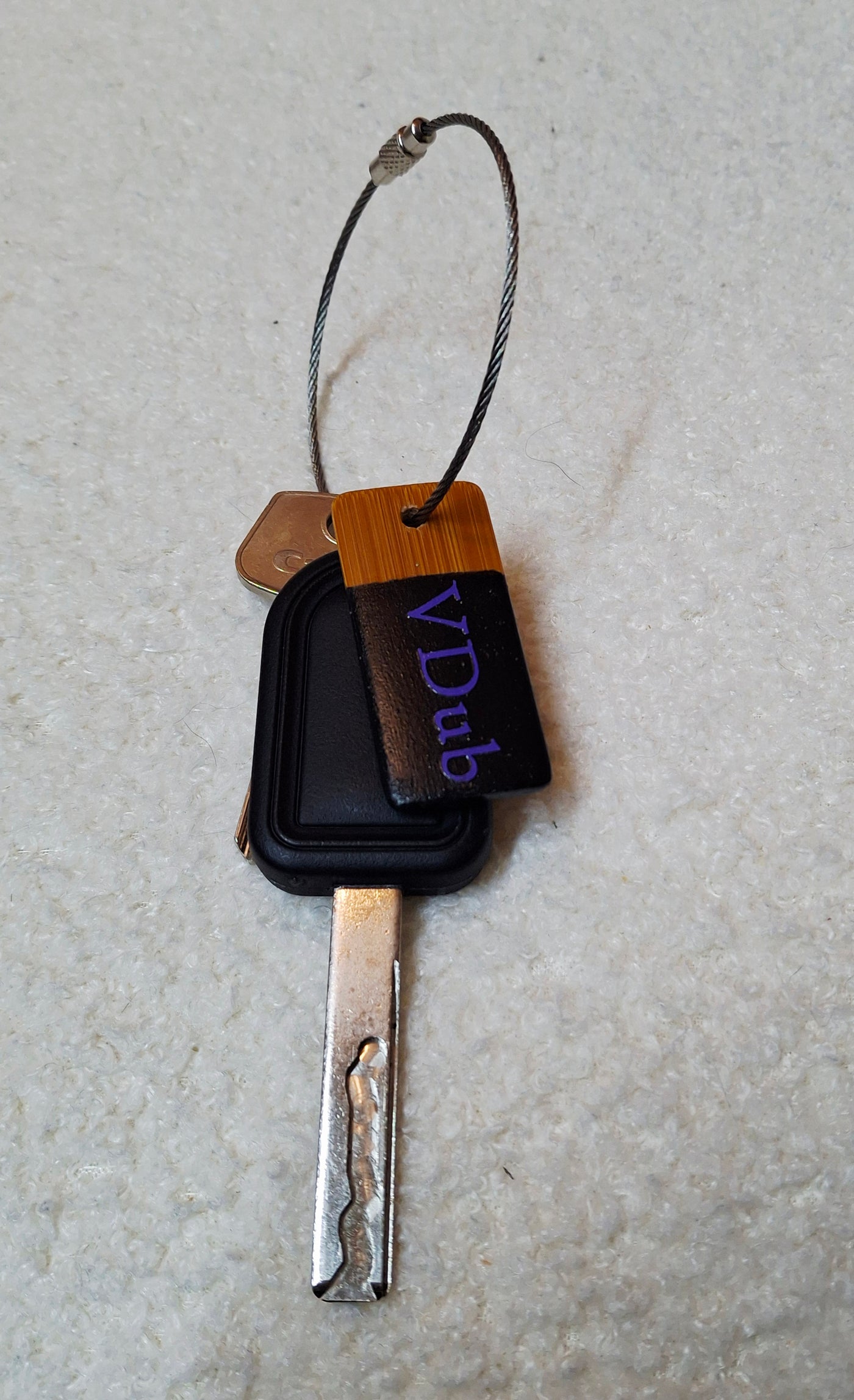 Bamboo key fob with steel key chain