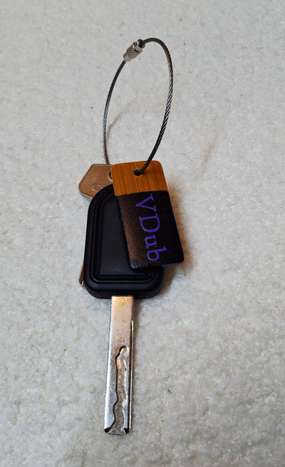 Bamboo key fob with steel key chain